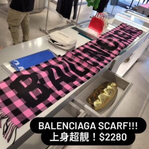 Balenciaga Logo Buffalo Pink & Black Check Oversize Scarf