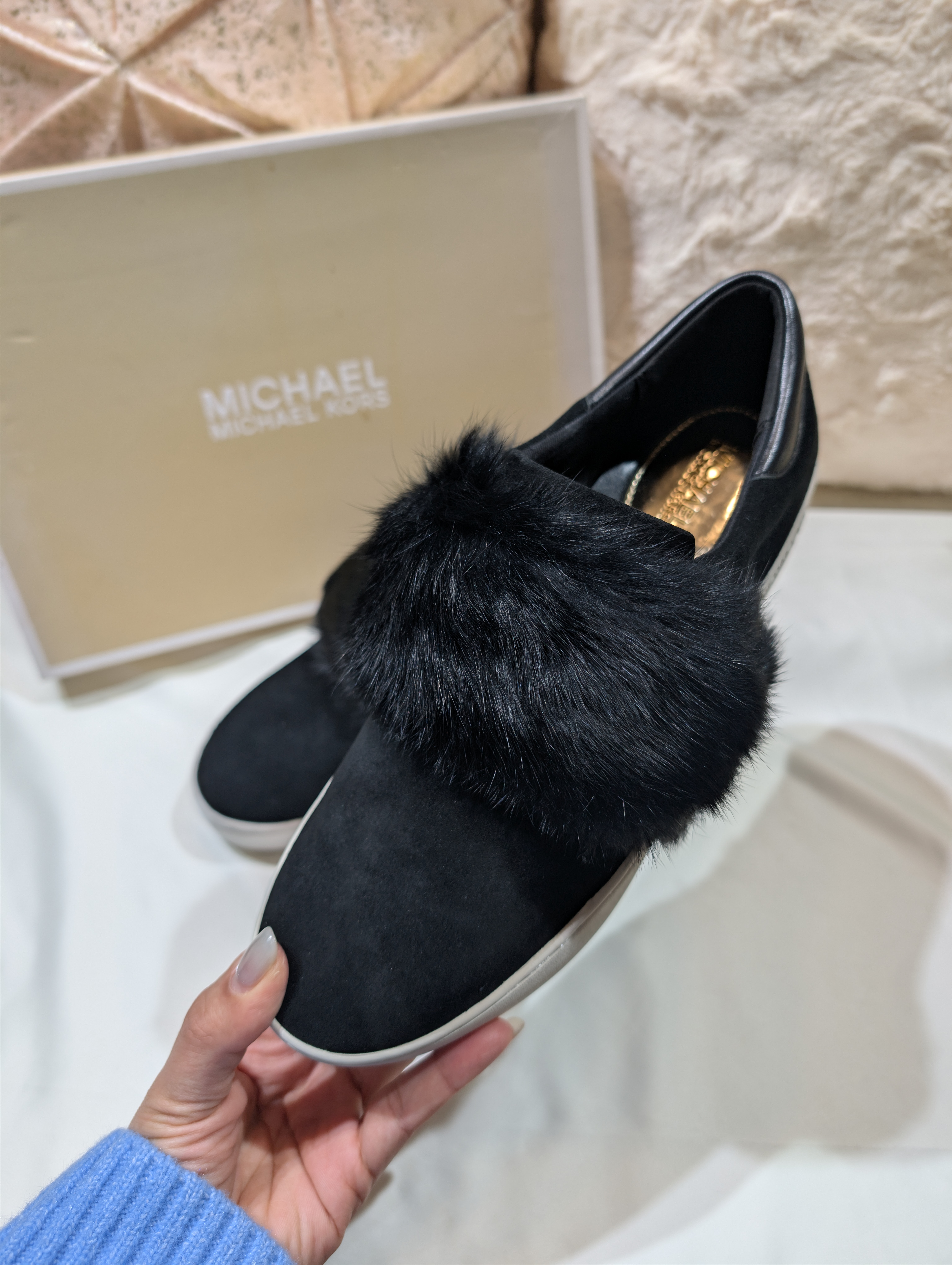 Michael Kors Maven Fur and Calf Hair Sneaker in US 8 (BLK)