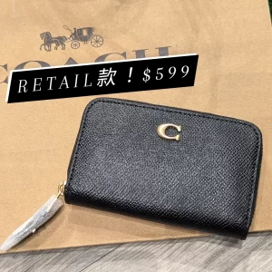 Coach Small Zip Around Card Case in Black