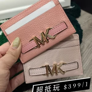 MICHAEL KORS Reed Pebbled Leather Card Case in Primrose