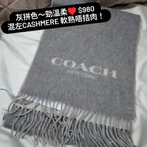 Coach Reversible Unisex Logo Scarf in grey/white